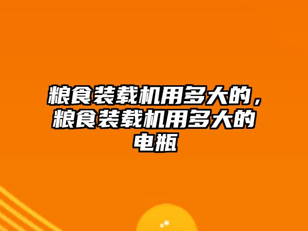 糧食裝載機用多大的，糧食裝載機用多大的電瓶