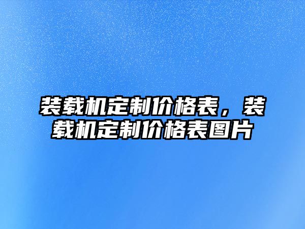 裝載機定制價格表，裝載機定制價格表圖片