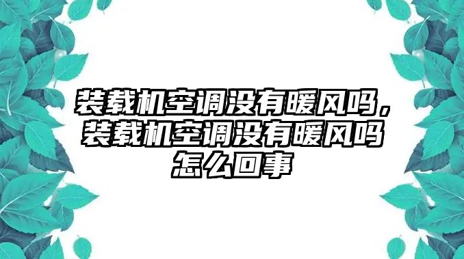 裝載機(jī)空調(diào)沒(méi)有暖風(fēng)嗎，裝載機(jī)空調(diào)沒(méi)有暖風(fēng)嗎怎么回事