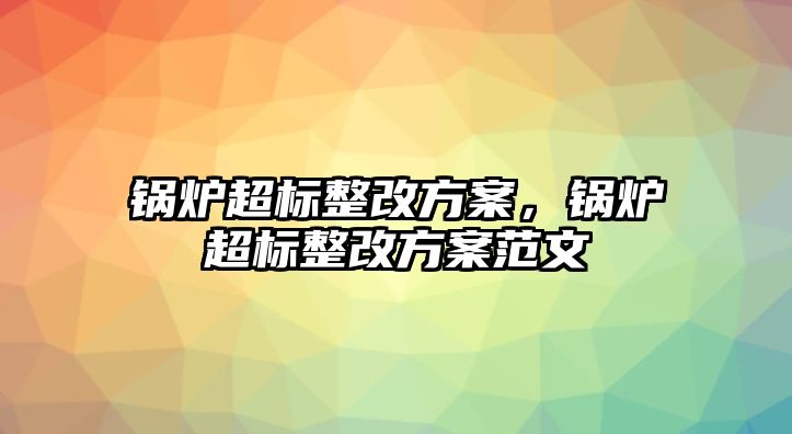 鍋爐超標(biāo)整改方案，鍋爐超標(biāo)整改方案范文