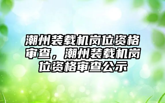 潮州裝載機崗位資格審查，潮州裝載機崗位資格審查公示