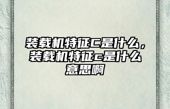 裝載機特征C是什么，裝載機特征c是什么意思啊