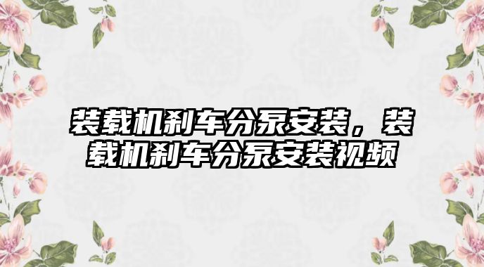 裝載機剎車分泵安裝，裝載機剎車分泵安裝視頻