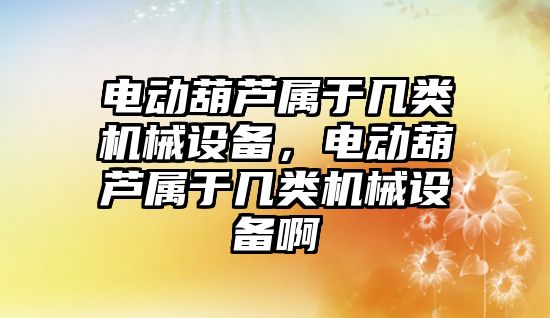 電動葫蘆屬于幾類機械設備，電動葫蘆屬于幾類機械設備啊