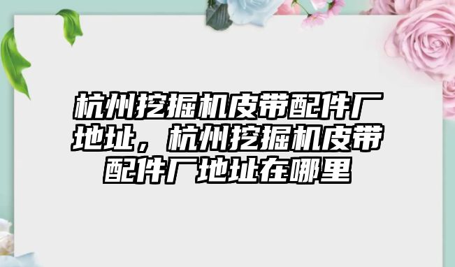 杭州挖掘機皮帶配件廠地址，杭州挖掘機皮帶配件廠地址在哪里