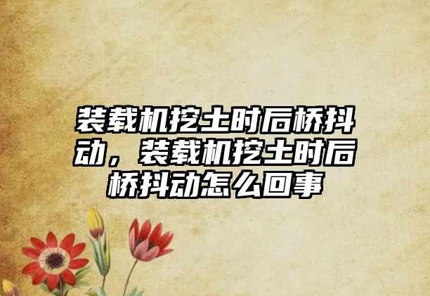 裝載機(jī)挖土?xí)r后橋抖動(dòng)，裝載機(jī)挖土?xí)r后橋抖動(dòng)怎么回事