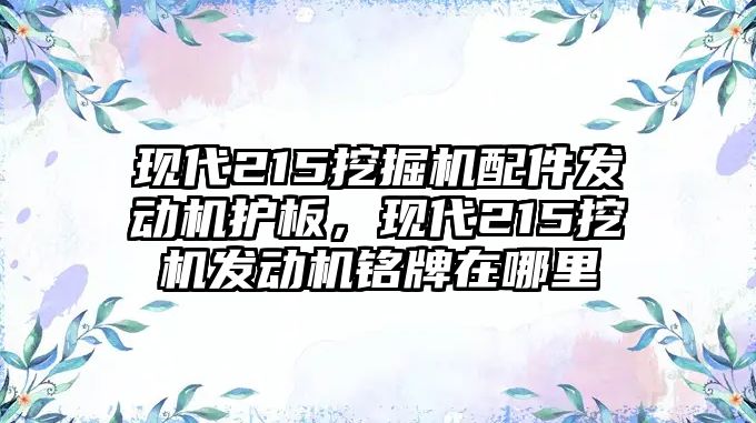 現(xiàn)代215挖掘機配件發(fā)動機護板，現(xiàn)代215挖機發(fā)動機銘牌在哪里