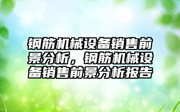 鋼筋機械設備銷售前景分析，鋼筋機械設備銷售前景分析報告