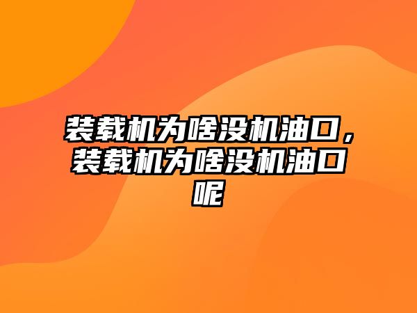 裝載機(jī)為啥沒機(jī)油口，裝載機(jī)為啥沒機(jī)油口呢