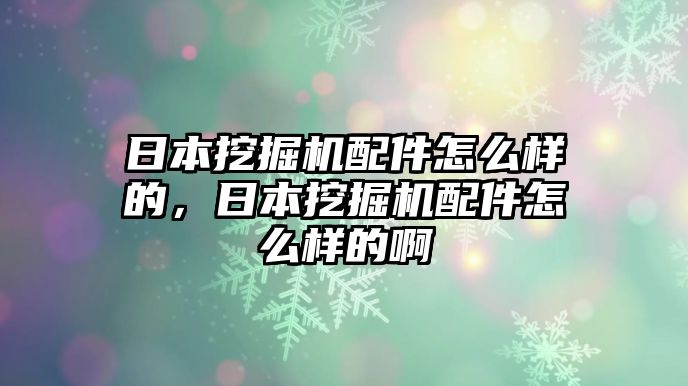 日本挖掘機配件怎么樣的，日本挖掘機配件怎么樣的啊