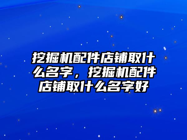 挖掘機(jī)配件店鋪取什么名字，挖掘機(jī)配件店鋪取什么名字好