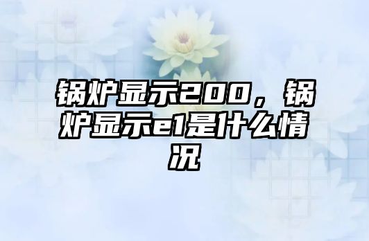 鍋爐顯示200，鍋爐顯示e1是什么情況