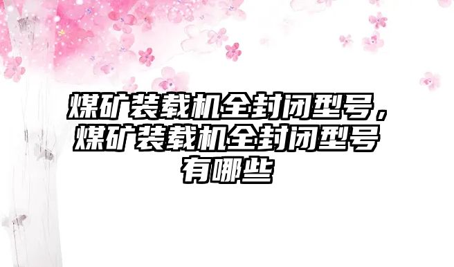 煤礦裝載機(jī)全封閉型號(hào)，煤礦裝載機(jī)全封閉型號(hào)有哪些