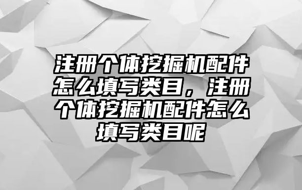 注冊個(gè)體挖掘機(jī)配件怎么填寫類目，注冊個(gè)體挖掘機(jī)配件怎么填寫類目呢