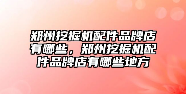 鄭州挖掘機配件品牌店有哪些，鄭州挖掘機配件品牌店有哪些地方