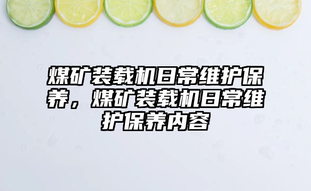 煤礦裝載機日常維護保養(yǎng)，煤礦裝載機日常維護保養(yǎng)內(nèi)容