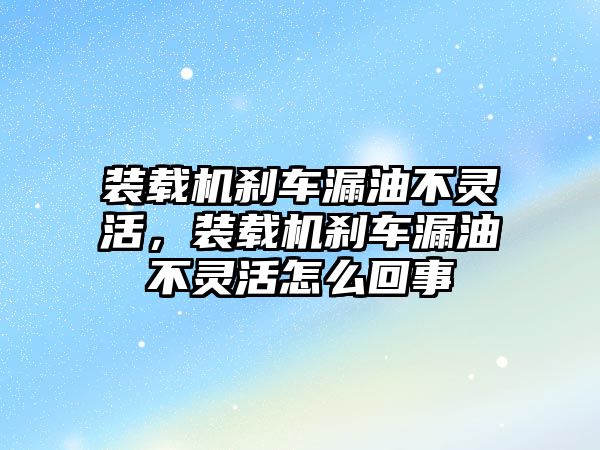 裝載機剎車漏油不靈活，裝載機剎車漏油不靈活怎么回事