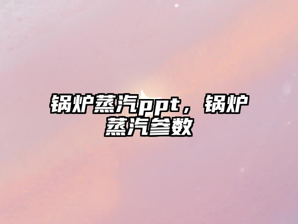 鍋爐蒸汽ppt，鍋爐蒸汽參數(shù)