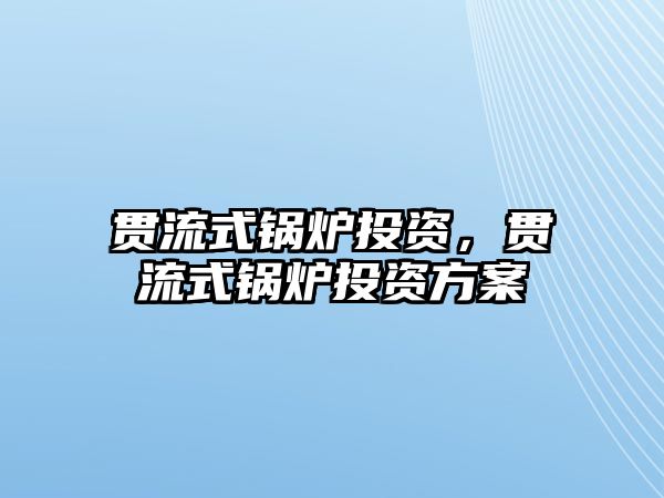 貫流式鍋爐投資，貫流式鍋爐投資方案