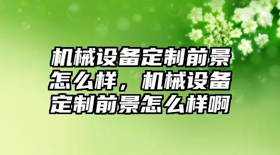 機械設(shè)備定制前景怎么樣，機械設(shè)備定制前景怎么樣啊