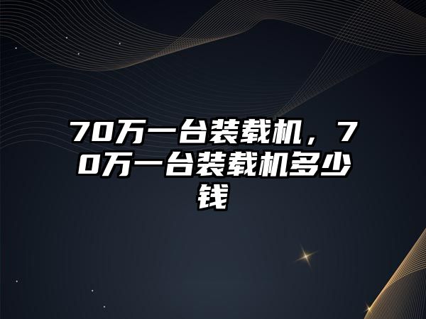 70萬(wàn)一臺(tái)裝載機(jī)，70萬(wàn)一臺(tái)裝載機(jī)多少錢(qián)