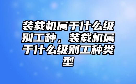 裝載機(jī)屬于什么級(jí)別工種，裝載機(jī)屬于什么級(jí)別工種類型