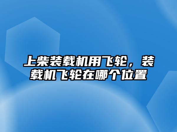 上柴裝載機用飛輪，裝載機飛輪在哪個位置