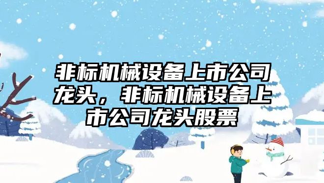 非標(biāo)機械設(shè)備上市公司龍頭，非標(biāo)機械設(shè)備上市公司龍頭股票