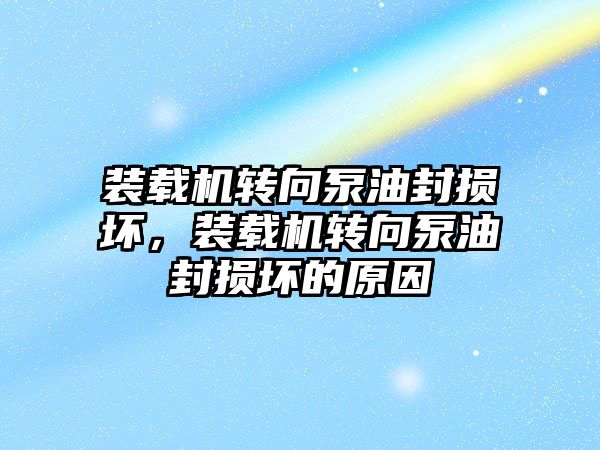 裝載機轉向泵油封損壞，裝載機轉向泵油封損壞的原因