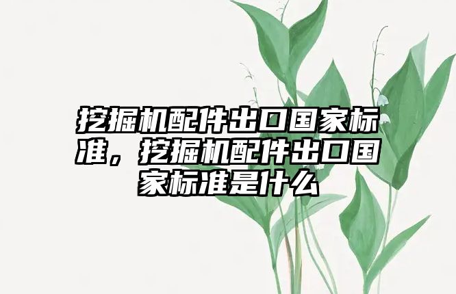 挖掘機配件出口國家標準，挖掘機配件出口國家標準是什么