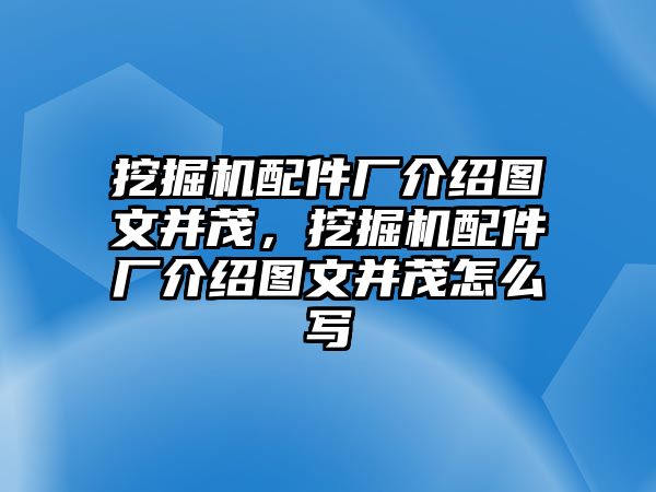 挖掘機配件廠介紹圖文并茂，挖掘機配件廠介紹圖文并茂怎么寫