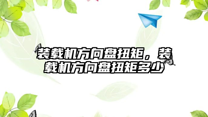 裝載機方向盤扭矩，裝載機方向盤扭矩多少