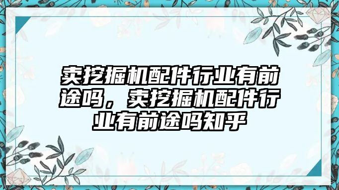 賣挖掘機配件行業(yè)有前途嗎，賣挖掘機配件行業(yè)有前途嗎知乎