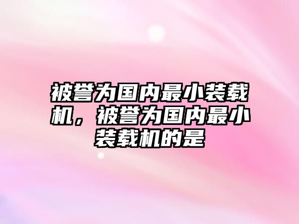 被譽為國內(nèi)最小裝載機，被譽為國內(nèi)最小裝載機的是