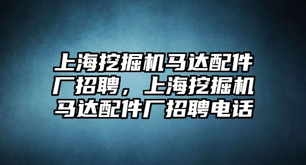 上海挖掘機(jī)馬達(dá)配件廠招聘，上海挖掘機(jī)馬達(dá)配件廠招聘電話