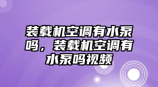 裝載機空調(diào)有水泵嗎，裝載機空調(diào)有水泵嗎視頻