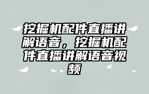 挖掘機(jī)配件直播講解語音，挖掘機(jī)配件直播講解語音視頻