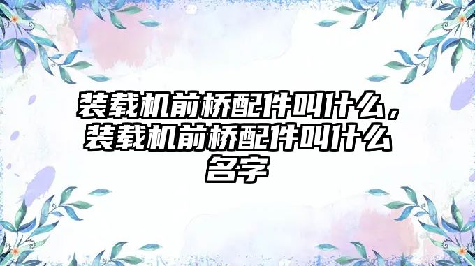 裝載機前橋配件叫什么，裝載機前橋配件叫什么名字