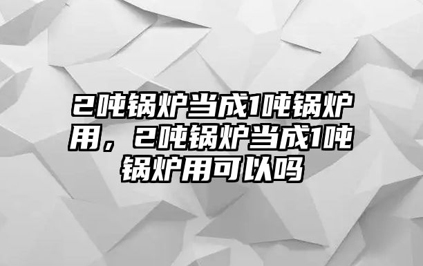 2噸鍋爐當成1噸鍋爐用，2噸鍋爐當成1噸鍋爐用可以嗎