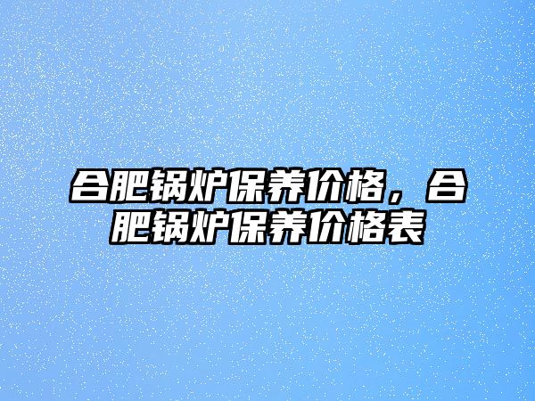 合肥鍋爐保養(yǎng)價格，合肥鍋爐保養(yǎng)價格表