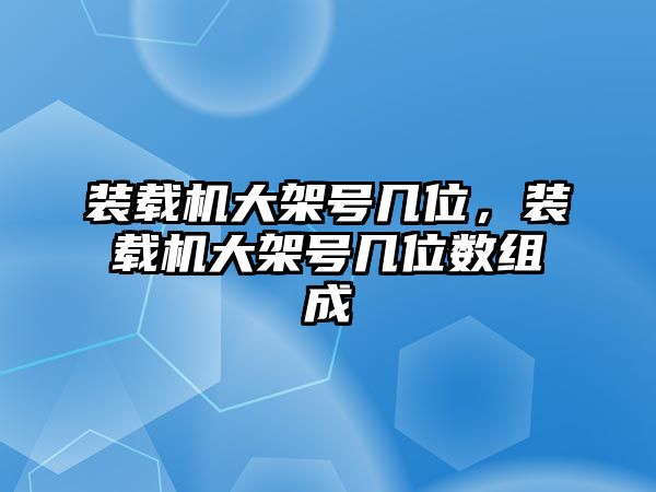 裝載機(jī)大架號(hào)幾位，裝載機(jī)大架號(hào)幾位數(shù)組成