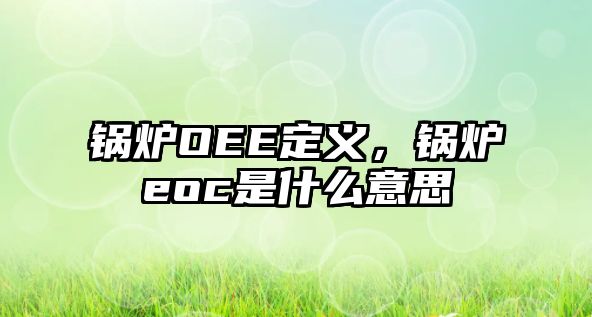 鍋爐OEE定義，鍋爐eoc是什么意思