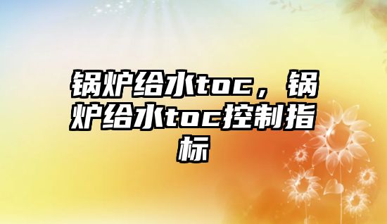 鍋爐給水toc，鍋爐給水toc控制指標(biāo)