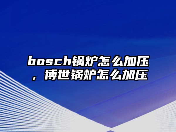 bosch鍋爐怎么加壓，博世鍋爐怎么加壓