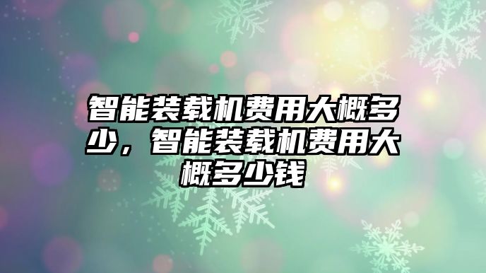 智能裝載機(jī)費(fèi)用大概多少，智能裝載機(jī)費(fèi)用大概多少錢