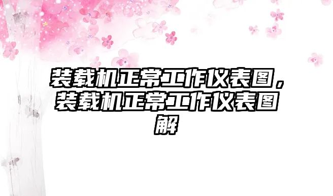 裝載機(jī)正常工作儀表圖，裝載機(jī)正常工作儀表圖解