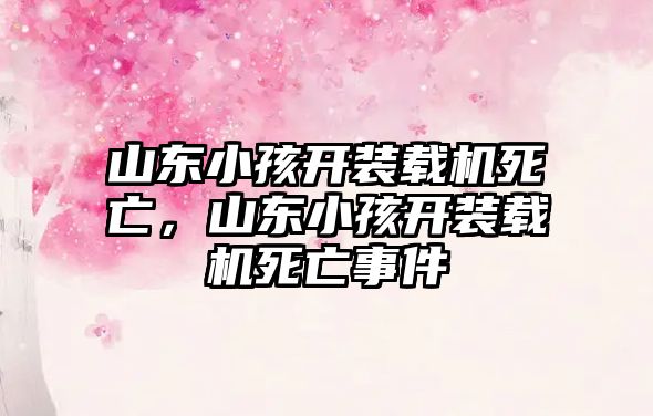 山東小孩開裝載機死亡，山東小孩開裝載機死亡事件