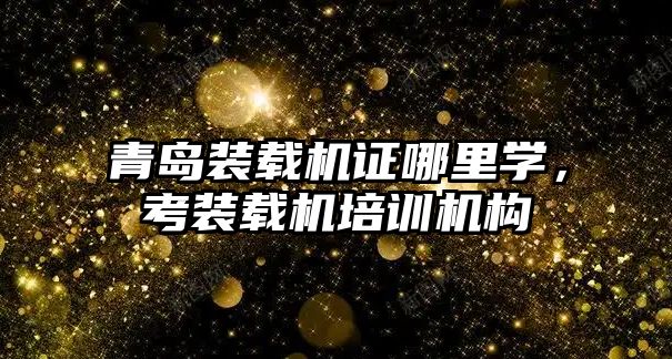 青島裝載機證哪里學，考裝載機培訓機構(gòu)