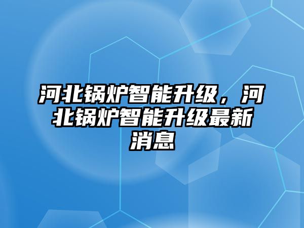 河北鍋爐智能升級，河北鍋爐智能升級最新消息