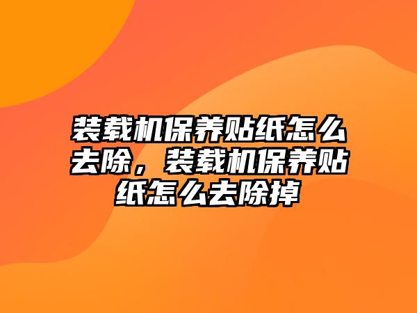 裝載機(jī)保養(yǎng)貼紙?jiān)趺慈コ?，裝載機(jī)保養(yǎng)貼紙?jiān)趺慈コ?/>	
								</i>
								<p class=